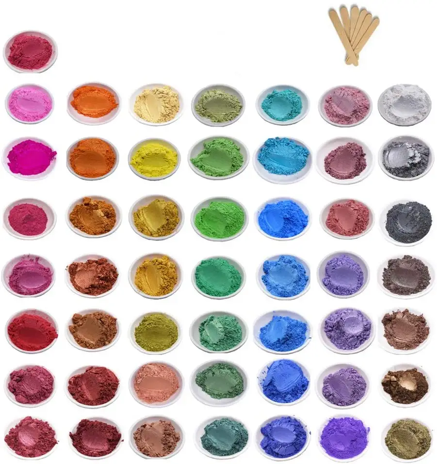 Mica Poeder Voor Epoxyhars Kleur Pigment Dye Set 50 Kleuren Cosmetische Grade Mica Poeder Voor Lipgloss Zeep Bad bom Ogen