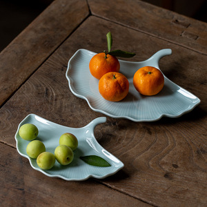 Chinese <b>Ceramic</b> Leaf Shape Fruit <b>Plate</b> Porcelain Tea Ceremony Dessert Dish - Product Image 1