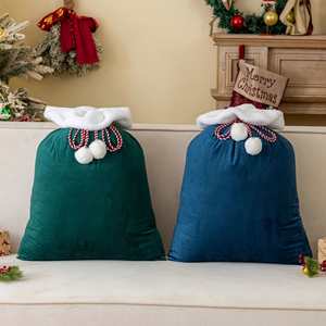 Sac de Noël personnalisé pour la famille, grand sac en velours personnalisé, sac de Noël de luxe à sublimation avec pompon - Product Image 4