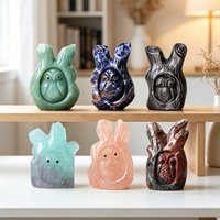 Vente en gros de sculptures en pierres précieuses naturelles en forme de tronc, hibou en quartz rose, hibou en cristal pour la décoration de la maison