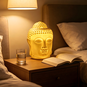 <span class=keywords><strong>Lampada</strong></span> LED a Forma di Testa di Buddha in Porcellana Traslucida, Luce Calda per Meditazione, Decorazione Zen per la Casa, Diffusore di Aromi - Product Image 3