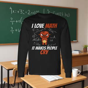 T-shirt promotionnel à manches longues « J'aime les mathématiques, ça fait pleurer les gens » - Mathématiques - Professeur de mathématiques - Genius des mathématiques - Chien - Product Image 1