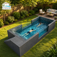 Jacuzzi extérieur moderne pour famille, design préfabriqué durable, piscine hors sol en fibre de verre.