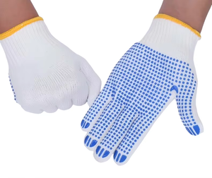 Venta al por mayor en stock: guantes punteados de PVC de un solo lado antideslizantes punteados azules baratos y de alta calidad, guantes de trabajo punteados. - Product Image 3