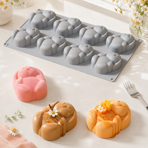 Moule à gâteau en silicone SILIKOLOVE personnalisable en usine, 8 cavités en forme de lapin, antiadhésif LFGB, facile à démouler, sans BPA, pour mousse et pâtisserie - Product Image 1