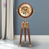 Jam Meja Tripod Gaya Eropa MKMJ, Jam Meja Dekoratif Vintage dengan Gear Senyap, Aksesori Meja Rumah