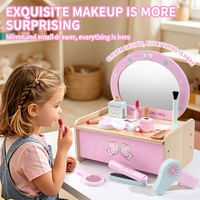 Ensemble de jeu de maquillage princesse en bois, kit de beauté et de déguisement, jouet éducatif Montessori pour filles