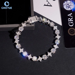 Hot Sale Star Design Moissanite Cuban Link <b>Bracelet</b> Rhodium Plated <b>Solid</b> 925 <b>Silver</b> Hiphop Iced Out Jewelry - Product Image 5