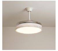 Ventilateur de plafond rétractable LED moderne de 42 pouces avec éclairage, télécommande et haut-parleur Bluetooth, style lustre décoratif