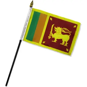 Custom Sri Lanka Hand Vlag 100D Polyester Hand Wapperende Vlaggen