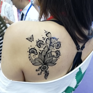 Venta al por mayor elegante de encaje negro <span class=keywords><strong>Henna</strong></span> estilo árabe el arte de cuerpo de la etiqueta engomada del tatuaje <span class=keywords><strong>temporal</strong></span> - Product Image 1