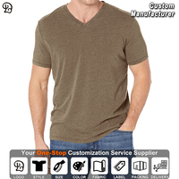 T-shirt personnalisé pour homme à col en V et manches courtes, coupe décontractée, mélange de coton respirant, basique, pour le sport et le quotidien