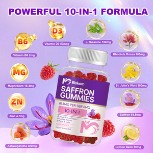 Integratori di Zafferano in Caramelle Gommose con Magnesio, Rodiola Rosea, Ashwagandha, L-Teanina, Erba di San Giovanni, Vitamine D3 e B6 per le Emozioni - Product Image 2