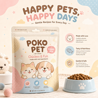 Vente en gros de pochettes pour aliments pour animaux de compagnie personnalisées, mignonnes et kawaii, avec fermeture éclair et trou de suspension, pour l'emballage de friandises pour chiens et chats