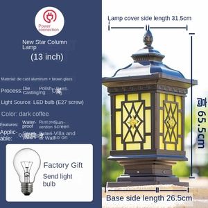 Nouveau Style chinois lumières solaires étanche poteau de porte extérieur applique murale Villa porte jardin pilier poteau porte jetée applique murale - Product Image 3