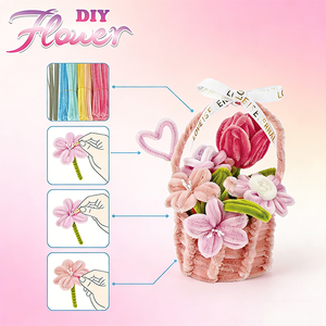 Panier de jouets DIY en élastiques à modeler, motif <span class=keywords><strong>tulipe</strong></span> effet toucher réel, pour décoration maison et fêtes, vente en gros - Product Image 4