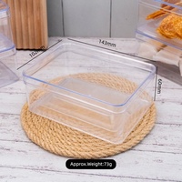 Boîte de présentation rectangulaire en plastique rigide PS de qualité alimentaire 143x102x60mm 580ml pour biscuits, pâtisseries, cadeaux JNH 031 Transparente