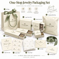 Ensemble d'emballage de luxe en carton rigide pour bijoux, avec boîte à anneaux à tiroir dorée, sac cadeau, longue boîte et pochette d'expédition pour la vente en boutique