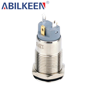 Bouton poussoir à tête plate de 12 mm, type lumineux, en aluminium et acier inoxydable, IP65, pour équipement de contrôle industriel