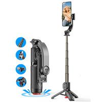 Tongsis Tripod Mini Lipat dari Aluminium Alloy, Dapat Diputar 360 Derajat dengan Remote Control dan Lampu Pengisi Daya, Penyangga Ponsel untuk Meja