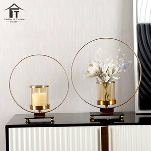 Vase à fleurs rond en métal décoratif avec porte-bougie en verre pour centre <span class=keywords><strong>de</strong></span> table, décoration <span class=keywords><strong>de</strong></span> <span class=keywords><strong>mariage</strong></span> - Product Image 2
