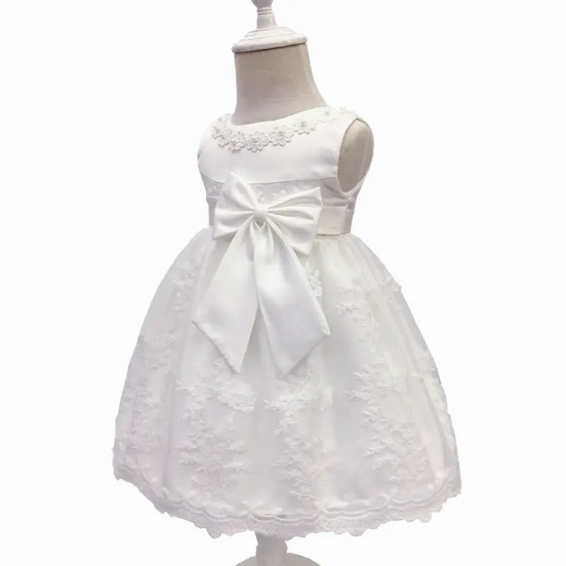 2023 Sweet Multicolor Round Neck Sleeveless Big Bow Baby Girl Princess Dresses