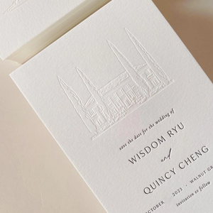 Invitaciones <span class=keywords><strong>de</strong></span> Boda Personalizadas <span class=keywords><strong>de</strong></span> Papel Blanco Recubierto con Relieve en Relieve, Logotipo en Relieve, Doble Cara, Borde Dorado, Tarjeta <span class=keywords><strong>de</strong></span> Visita - Product Image 1