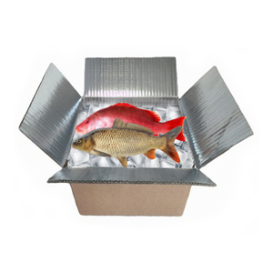 Scatola di spedizione in cartone isolante impermeabile per pesce congelato frutti di mare-materiale termico riciclato - Product Image 1
