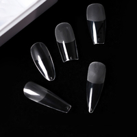 Vente en gros de faux ongles en gel transparents, 12 tailles, extensions d'ongles en gel X, couverture complète