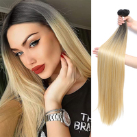 Penawaran Spesial Rambut Fiber Tahan Panas Ombre 30 Inch Super Panjang Lurus untuk Ekstensi Rambut Sehari-hari