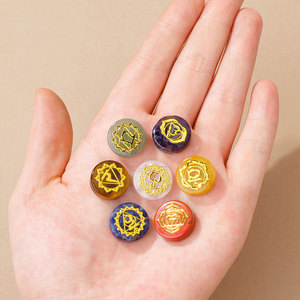 Pierres de paume rondes en cristal naturel, ensemble 7 chakras, pour la guérison et l'équilibre, artisanat en cristal - Product Image 3