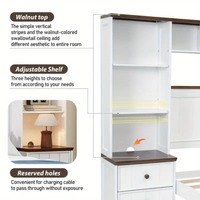 Cadre de lit plateforme blanc pleine grandeur avec 2 tables de chevet et étagère de rangement pour chambre à coucher et appartement