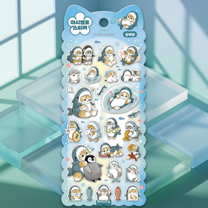 สติกเกอร์การ์ตูนเกาหลีน่ารักลายฉลามแมวแบบนุ่มๆ ติดได้ซ้ำได้ ตกแต่งสมุดไดอารี่ สติกเกอร์แผ่นใหญ่ คาวาอี้ ขายส่ง - Product Image 3