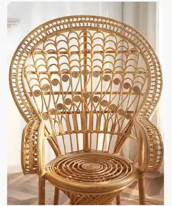 Muebles de ratán, silla de pavo real, silla trasera creativa Retro nórdica, accesorios de fotografía de boda, silla de pavo real de madera para exteriores
