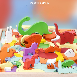 Juego Educativo de Memoria <span class=keywords><strong>Montessori</strong></span> Beiyang, Rompecabezas de Animales de Madera Ecológicos en 3D, Rompecabezas Irregular en Caja de Colores para Niños Pequeños - Product Image 2