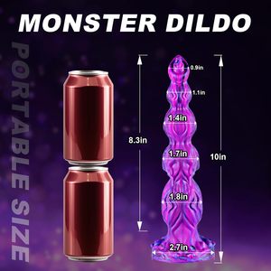 25,3 cm Dragon Horse en silicone à ventouse à nœuds monstrueux, design réaliste, 4 nœuds, Plug anal pour chien, point G, pour adulte, extraterrestre - Product Image 4