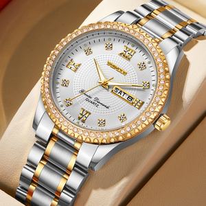 Montres à quartz pour hommes de luxe en gros d'usine, bracelet en acier doré, style simple et professionnel, avec cadran en verre de 40 mm, affichage par aiguille - Product Image 6