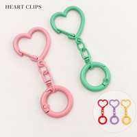 Porte-clés Cœur Couleur Bonbon avec Fermoir à Pression et Anneau à Ressort pour Noël, Cadeau Femme, Accessoires DIY, Breloque de Sac