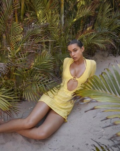 Logo personnalisé femmes tricoté à la main Sexy Bikini <span class=keywords><strong>maillot</strong></span> <span class=keywords><strong>de</strong></span> <span class=keywords><strong>bain</strong></span> couvertures couleur unie vêtements <span class=keywords><strong>de</strong></span> plage Blouse à la main tactile pour plage piscine - Product Image 5