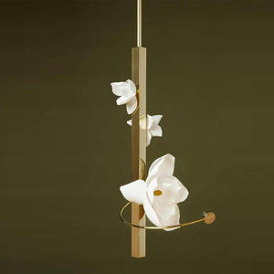 Lustre moderne en forme de fleur de gardénia, <span class=keywords><strong>luminaire</strong></span> suspendu LED, style français, <span class=keywords><strong>suspension</strong></span> romantique, lampe en céramique suspendue, luminaires d'intérieur - Product Image 1