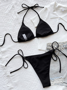 <span class=keywords><strong>Bikini</strong></span> Sexy regolabile a costine in tinta unita e sfacciato con fondo costume da bagno Sexy da donna fascia <span class=keywords><strong>Push</strong></span> <span class=keywords><strong>up</strong></span> <span class=keywords><strong>Bikini</strong></span> 2023 Bather Biquini - Product Image 6