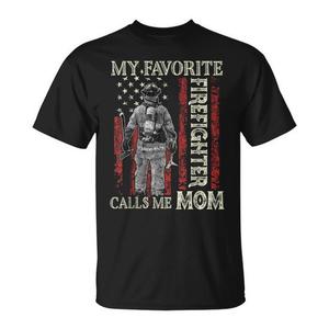 T-shirt avec drapeau américain « Mon pompier préféré m'appelle maman » - Product Image 1