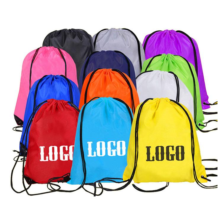 Promotion Oem Hochwertige Ökologie Wieder verwendbare individuell bedruckte Kordel zug Rucksack 600d Polyester Tasche Akzeptieren Sie kunden spezifisches Logo