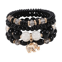 4 pièces ensemble vente chaude bohème Jade Bracelets en alliage de Zinc perlé Bracelet éléphant pendentif Bracelet ensemble en gros 9 couleurs