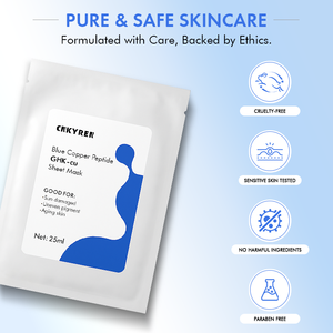 Vente en gros de masque en feuille de peptide de cuivre bleu GHK-Cu Masque facial anti-âge pour le traitement de soin de la peau hydratant raffermissant et anti-rides - Product Image 6