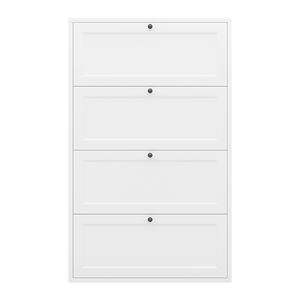 ארון נעליים לבן בסגנון נורדי בעל ארבע דלתות, ארון אחסון נעליים דק במיוחד לכניסה - Product Image 6