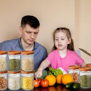 Factory Borosilicate Glass Spice <b>Jar</b> Frosted Glass Food <b>Storage</b> Container <b>Jar</b> With Airtight Acacia Lid <b>for</b> <b>Kitchen</b> Spice Srorage - Product Image 5