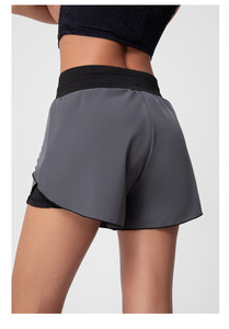 Pantaloncini da Corsa e Yoga 2-in-1 a Doppio Strato ad Asciugatura Rapida per Donna, con Coulisse e Orlo Fluido, <span class=keywords><strong>Abbigliamento</strong></span> Sportivo per Fitness - Product Image 4