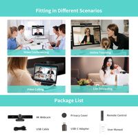 Webcam tout-en-un avec zoom 4X, 4K, USB, cadrage automatique, pour réunions en ligne, diffusion en direct et conférences