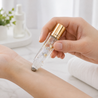 Flacon vaporisateur de parfum rechargeable en verre doré mat 5 ml à fond épais, avec bouchon à vis et décalcomanie, portable et à mécanisme rotatif – Offre Spéciale